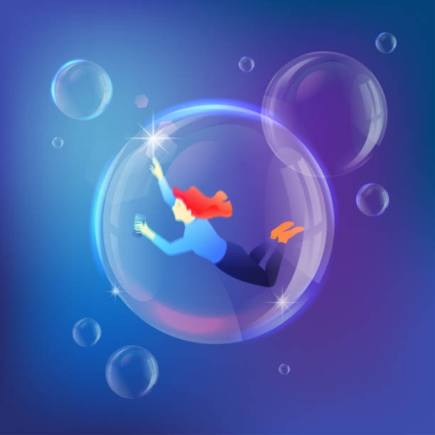 woman inside bubbles clip art